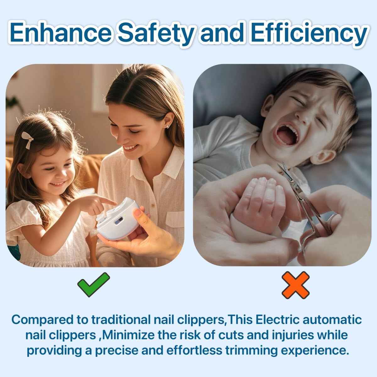 2-in-1 Electric Nail Clipper Grinding and Polishing with Light Automatic Nail Trimmer Rechargeable Nail Cutter Manicure for Baby and Adult