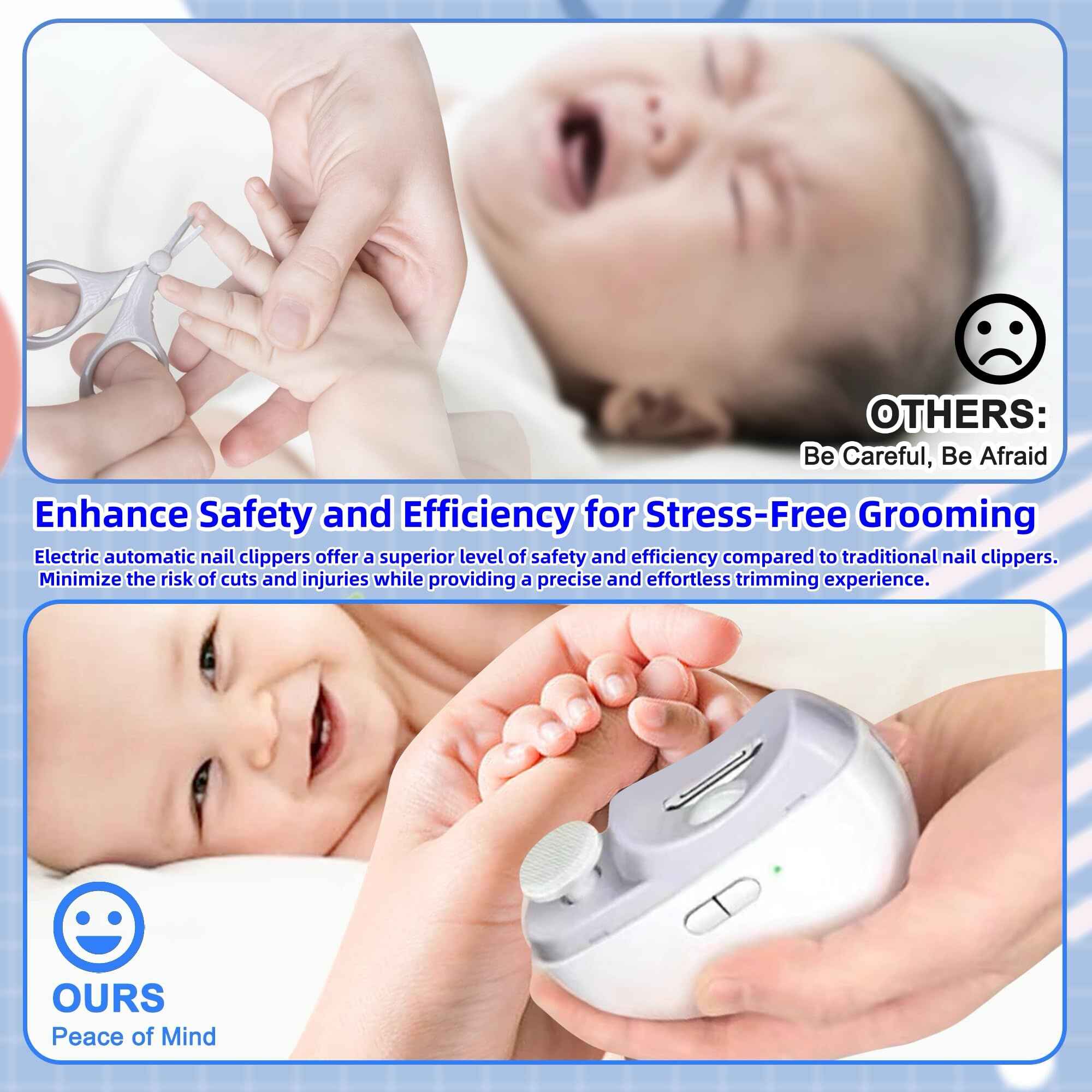 2-in-1 Electric Nail Clipper Grinding and Polishing with Light Automatic Nail Trimmer Rechargeable Nail Cutter Manicure for Baby and Adult