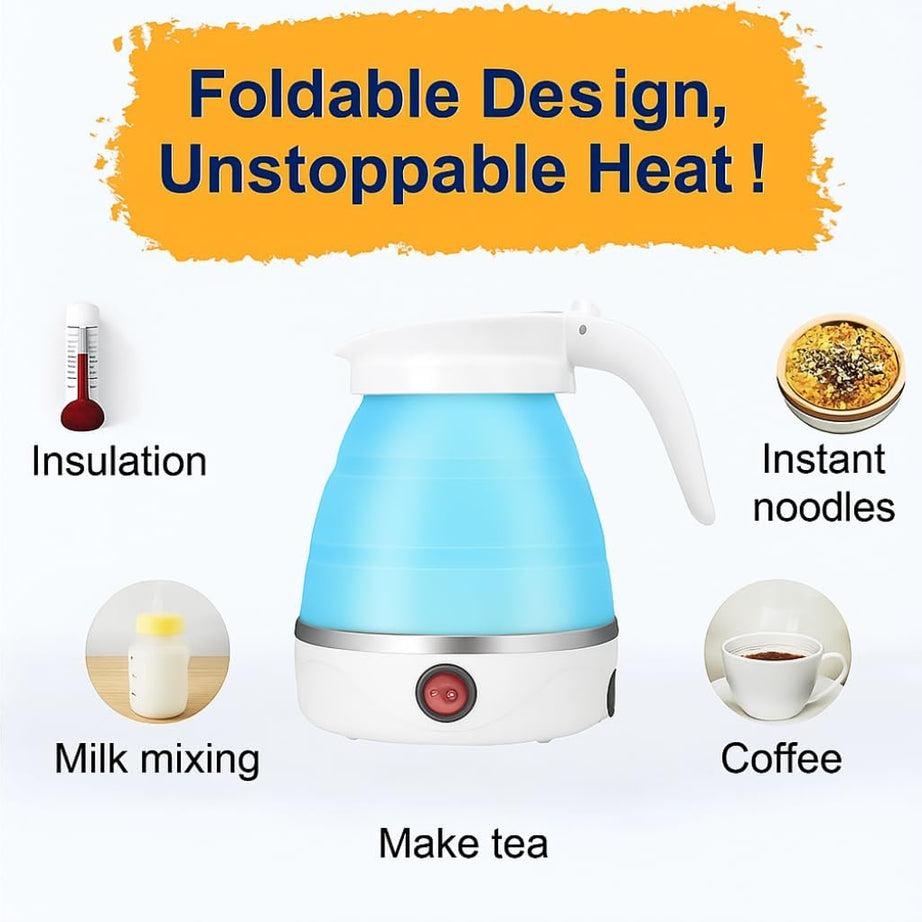 Foldable Electric Kettle | Portable Silicone Mini Hot Water Heater Jug| Compact & Lightweight Design for Tea, Coffee, Office & Camping
