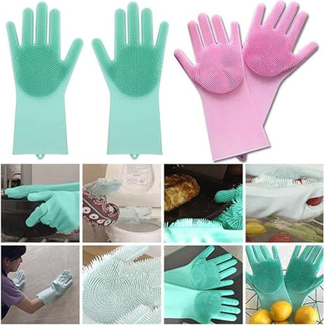 Multi-Purpose Silicone Cleaning Gloves – Dishwashing, Scrubbing & Pet Grooming