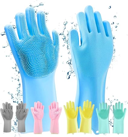 Multi-Purpose Silicone Cleaning Gloves – Dishwashing, Scrubbing & Pet Grooming