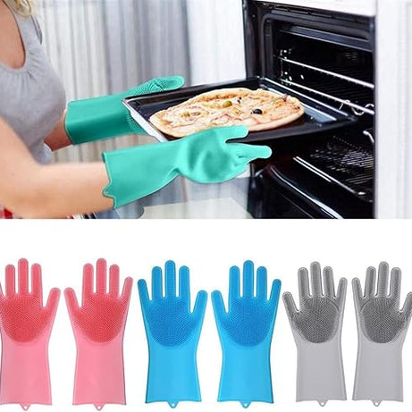 Multi-Purpose Silicone Cleaning Gloves – Dishwashing, Scrubbing & Pet Grooming