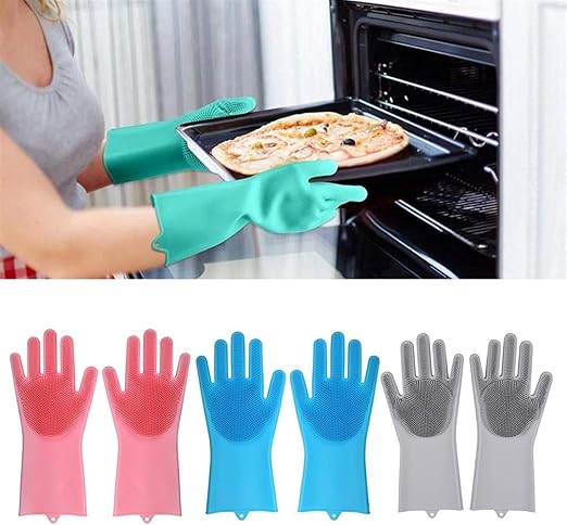 Multi-Purpose Silicone Cleaning Gloves – Dishwashing, Scrubbing & Pet Grooming