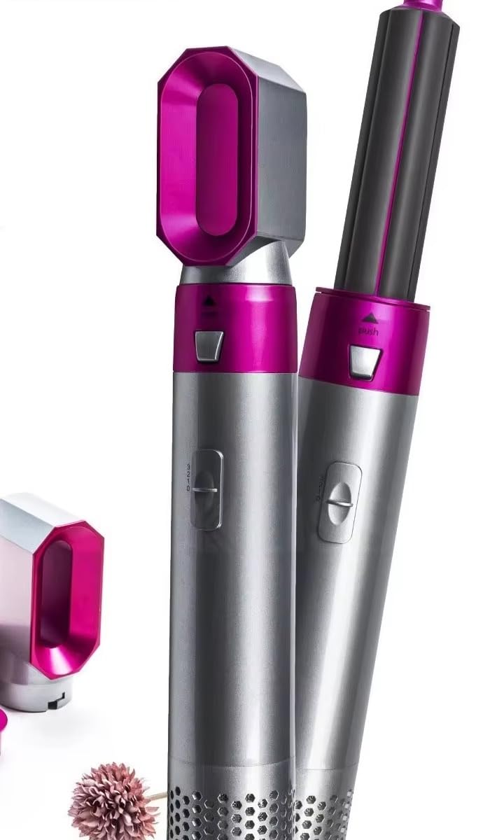 5-in-1 Hair Dryer | Interchangeable Styling Comb Set | Curling Iron, Straightener & Volumizer, Negative Ion Blow Dryer for Smooth, Frizz-Free Hair – For Home & Salon Use