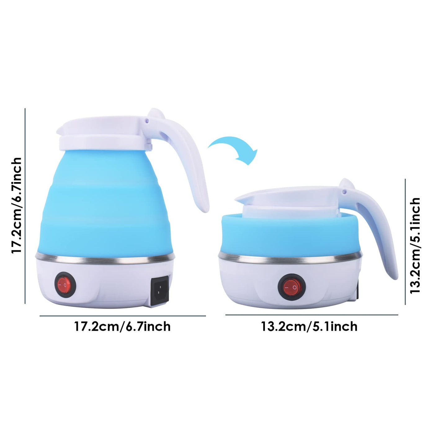Foldable Electric Kettle | Portable Silicone Mini Hot Water Heater Jug| Compact & Lightweight Design for Tea, Coffee, Office & Camping