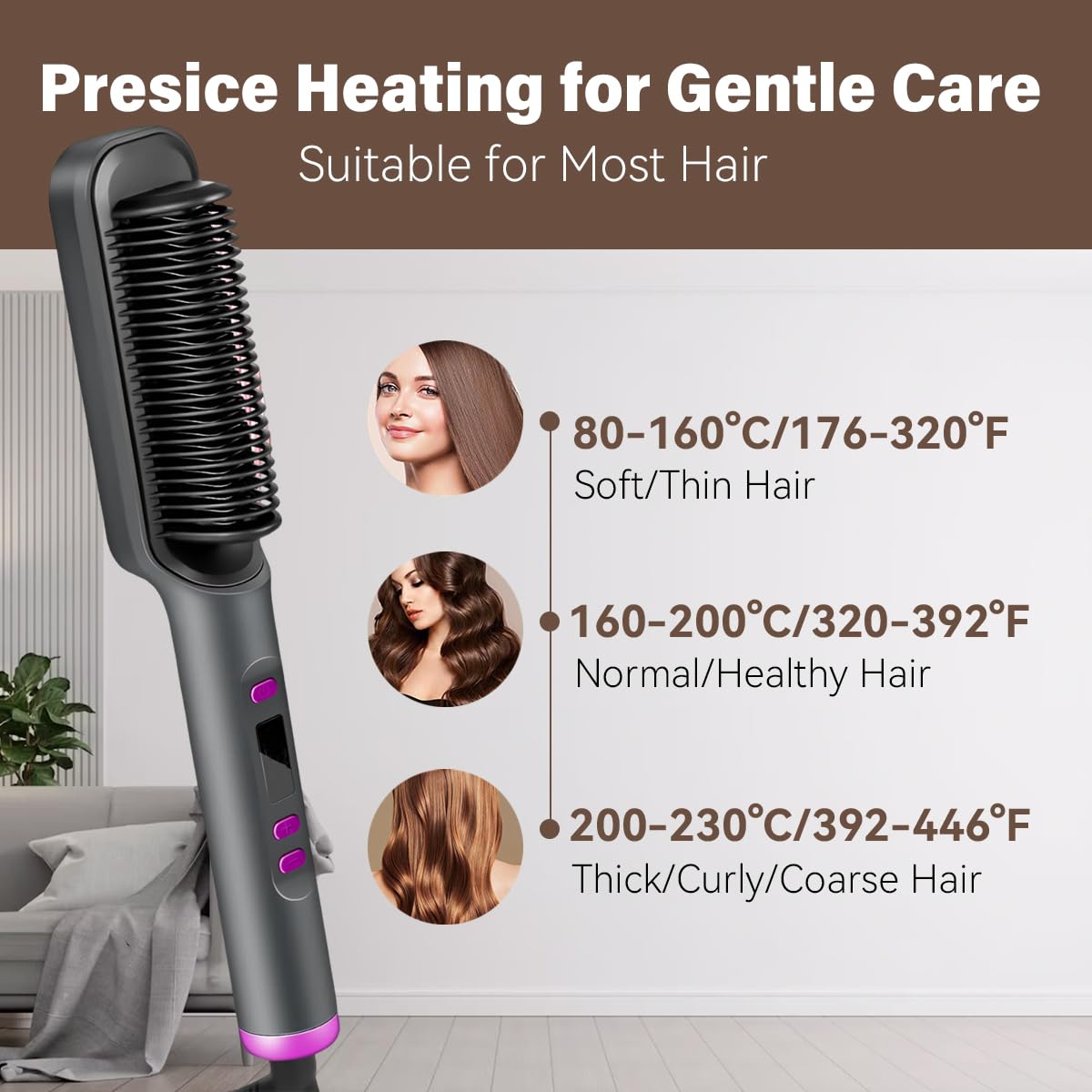 Hair Straightening Brush For Girls | 2 in 1 Electric Hair Straightener And Curler | Three-minute Styling Straight Hair Comb