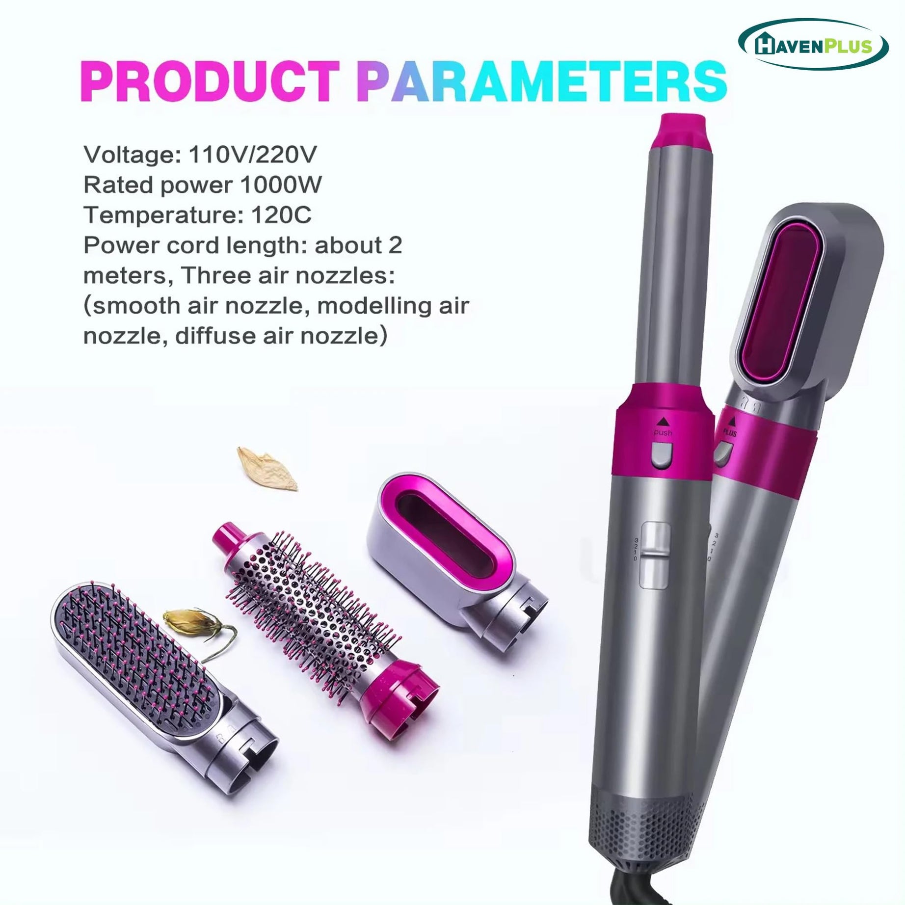 5-in-1 Hair Dryer | Interchangeable Styling Comb Set | Curling Iron, Straightener & Volumizer, Negative Ion Blow Dryer for Smooth, Frizz-Free Hair – For Home & Salon Use