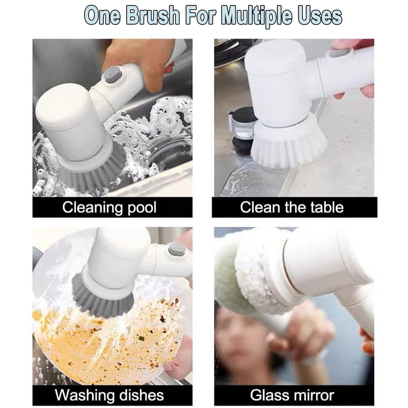 5 in 1 Electric Spin Scrubber | Rechargeable Multi-Purpose Scrubber for Tiles/Floor/Bath Tub/Kitchen/Sink with 5 Rotating Brush Heads