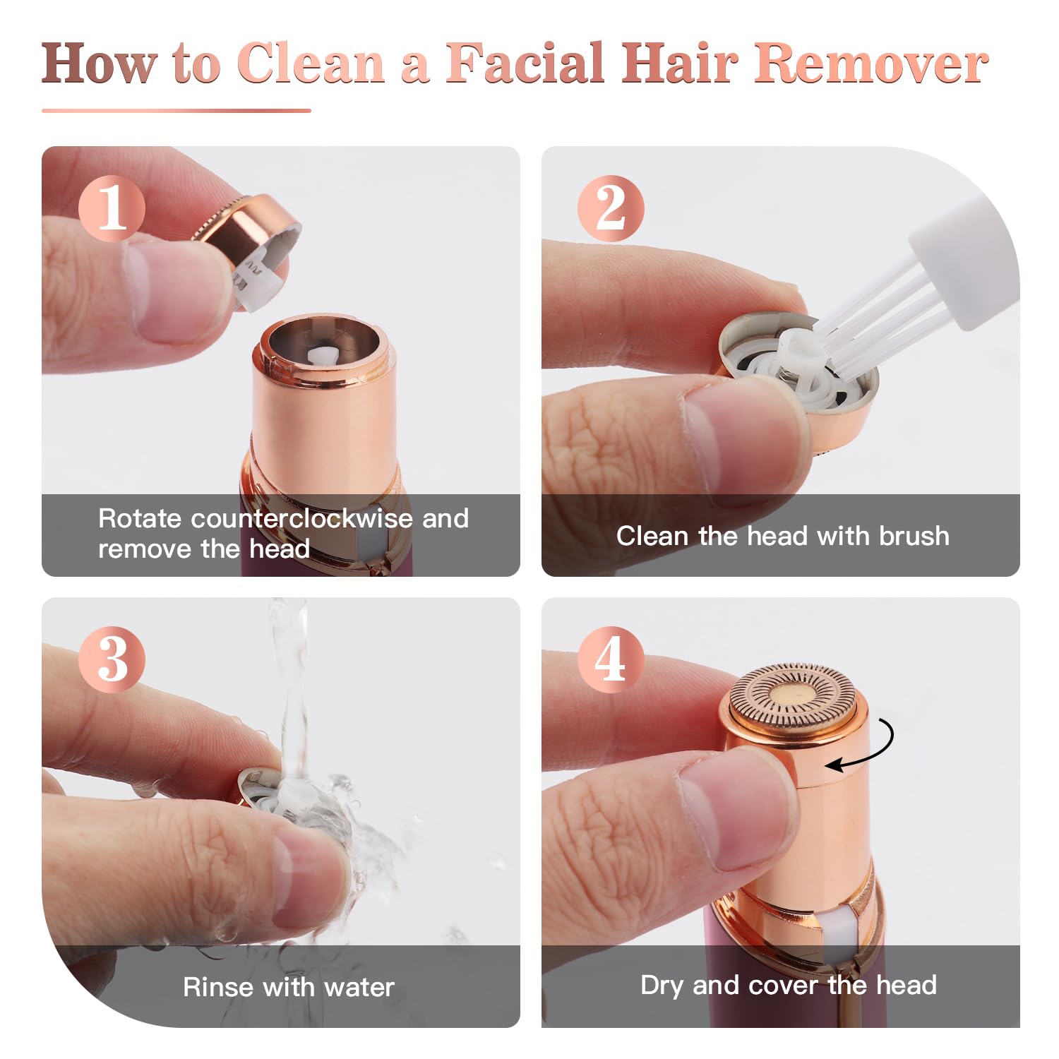 Rechargeable Facial Hair Remover for Women, Face Hair Trimmer, Painless Lady Shavers for Women