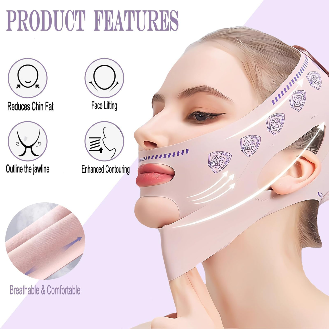 Reusable Facial Belt for reduce Double Chin, V-Shaped Face & Beautiful Jawline (Imported)