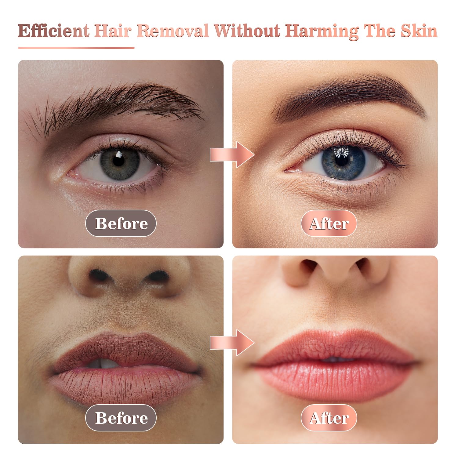 Rechargeable Facial Hair Remover for Women, Face Hair Trimmer, Painless Lady Shavers for Women